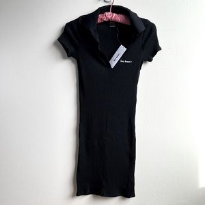 NWT Urban Outfitters iets frans Black Ribbed Polo Dress Junior’s Size Small